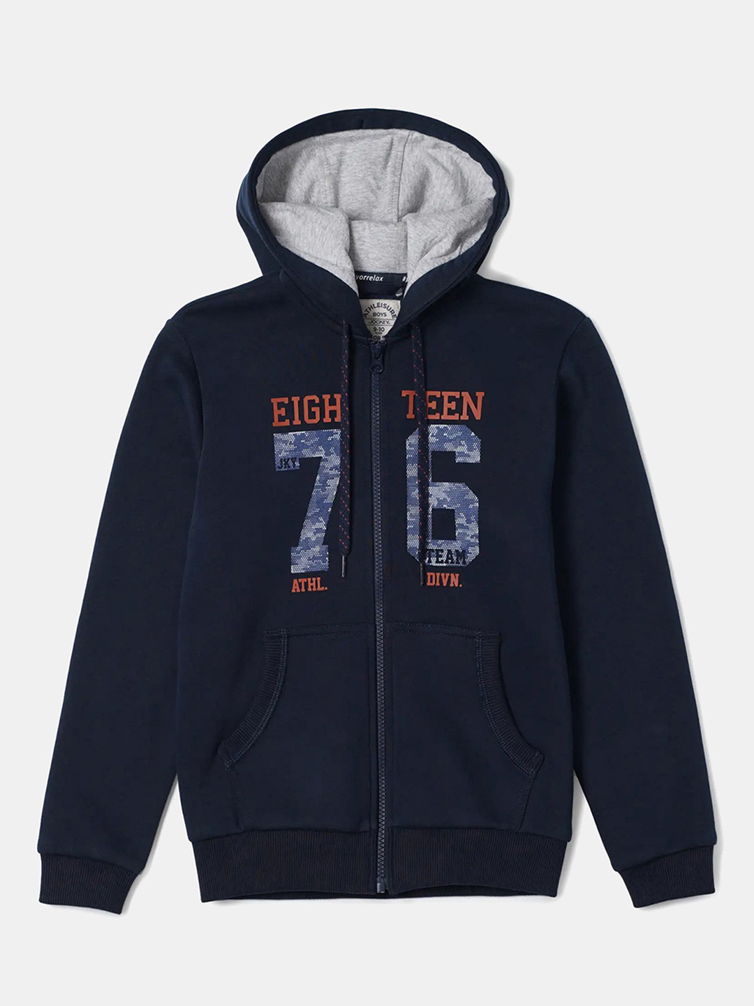 Jockey Boy Super Combed Cotton Printed Hoodie Jacket With Convenient Side Pockets-AB37