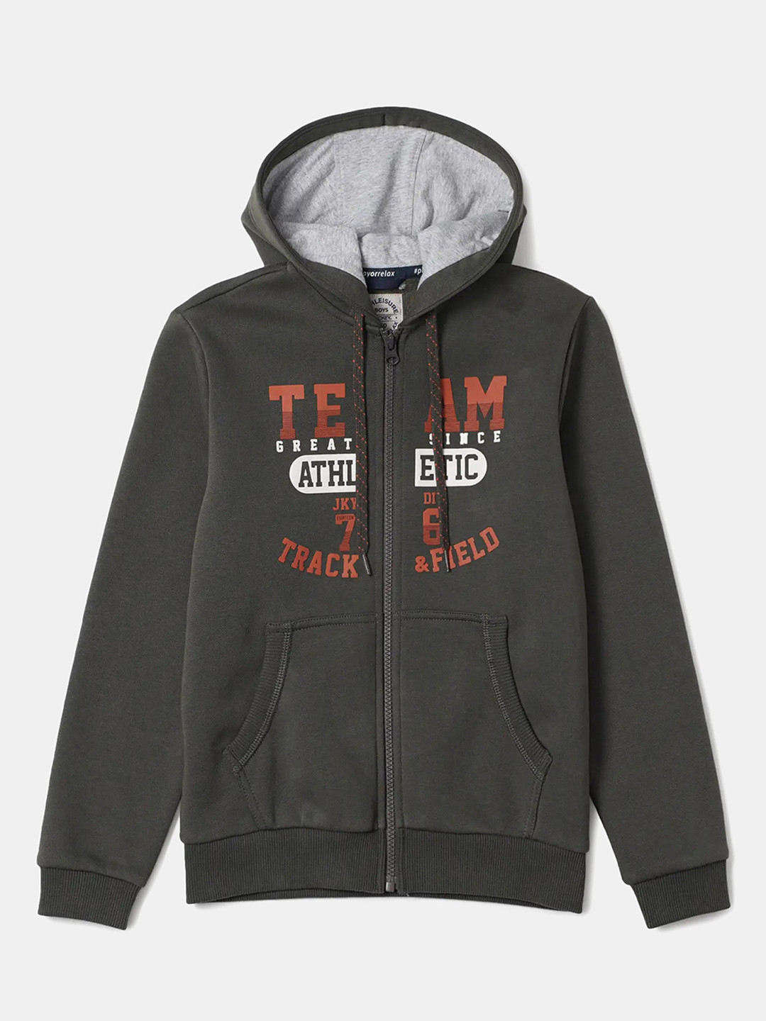 Jockey Boy Super Combed Cotton Printed Hoodie Jacket With Convenient Side Pockets-AB37