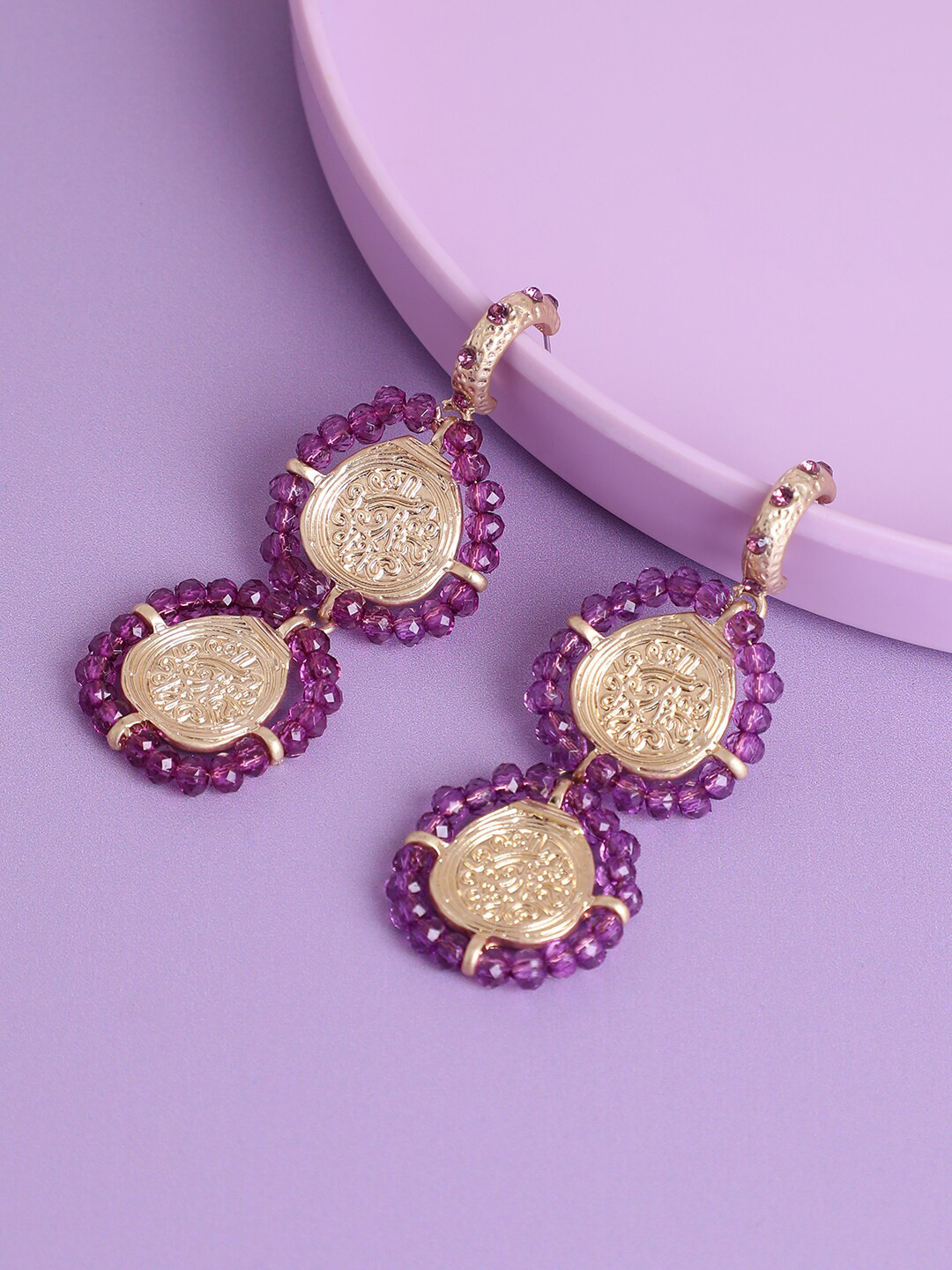 SOHI Women Gold Plated Contemporary Drop Earrings