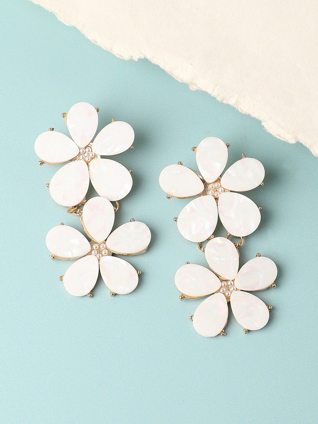SOHI Gold Plated Contemporary Drop Earrings