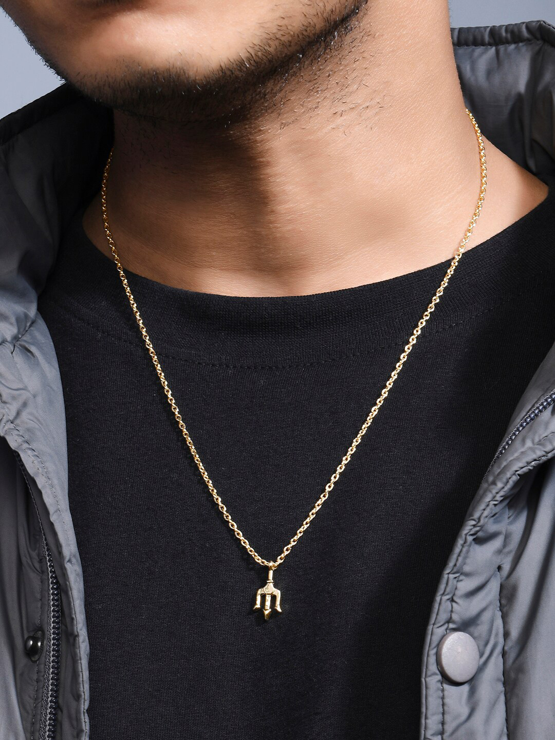 The Bro Code Gold-Plated Thrishul Pendant with Chain