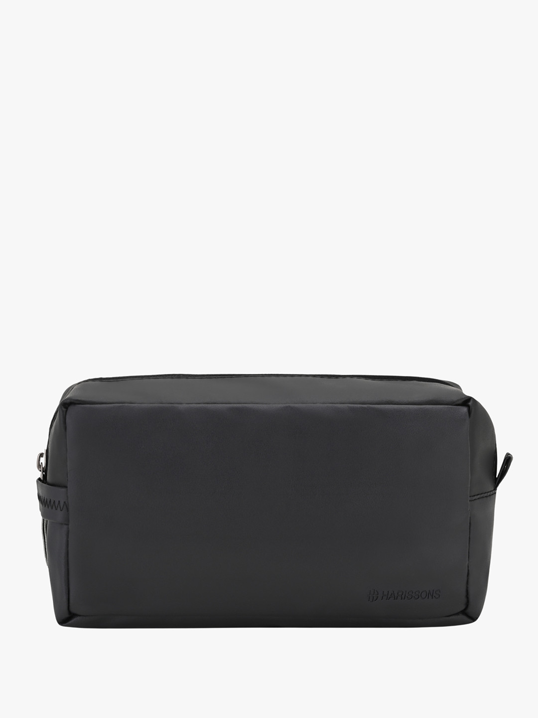 Harissons Solo Unisex Black Water Repellent Vegan Leather Travel Toiletry Kit Pouch