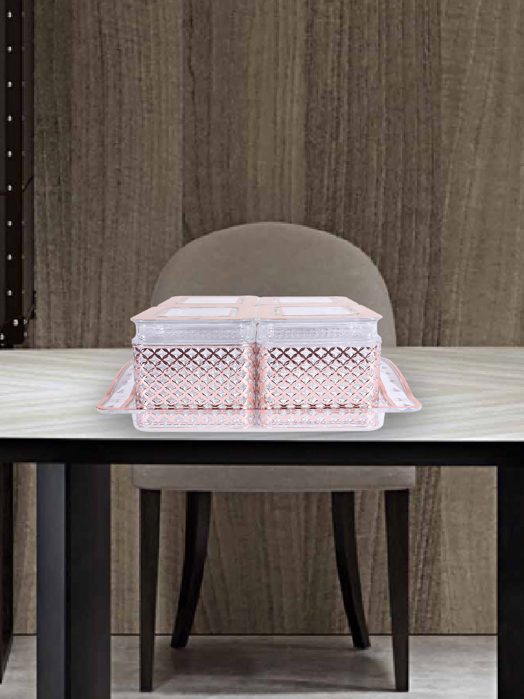 Kuber Industries Set of 1 Unbreakable Plastic Airtight Containers Tray Set