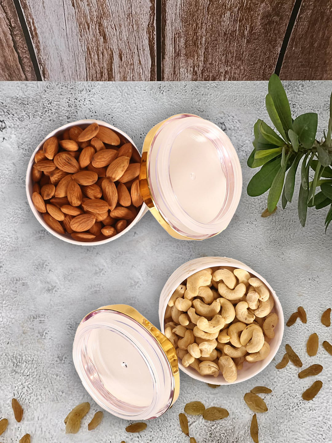 Kuber industries White Plastic Air Tight 2 Piece Flip Top Jar-350ml