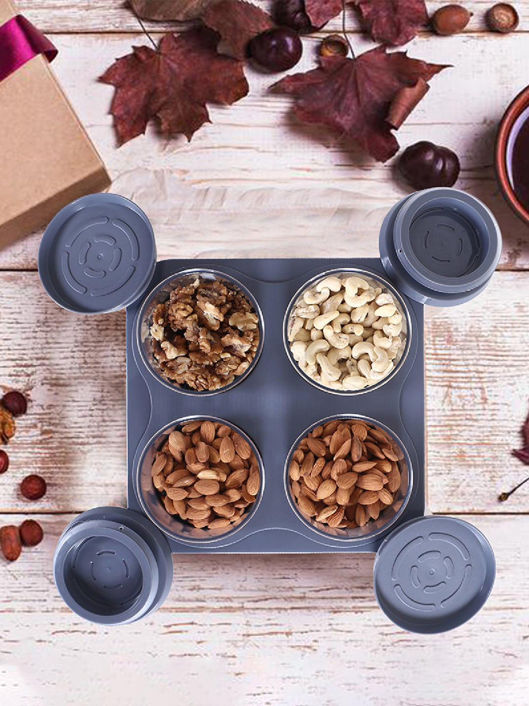 Kuber industries Grey Plastic Air Tight Flip Top Canister-350ml