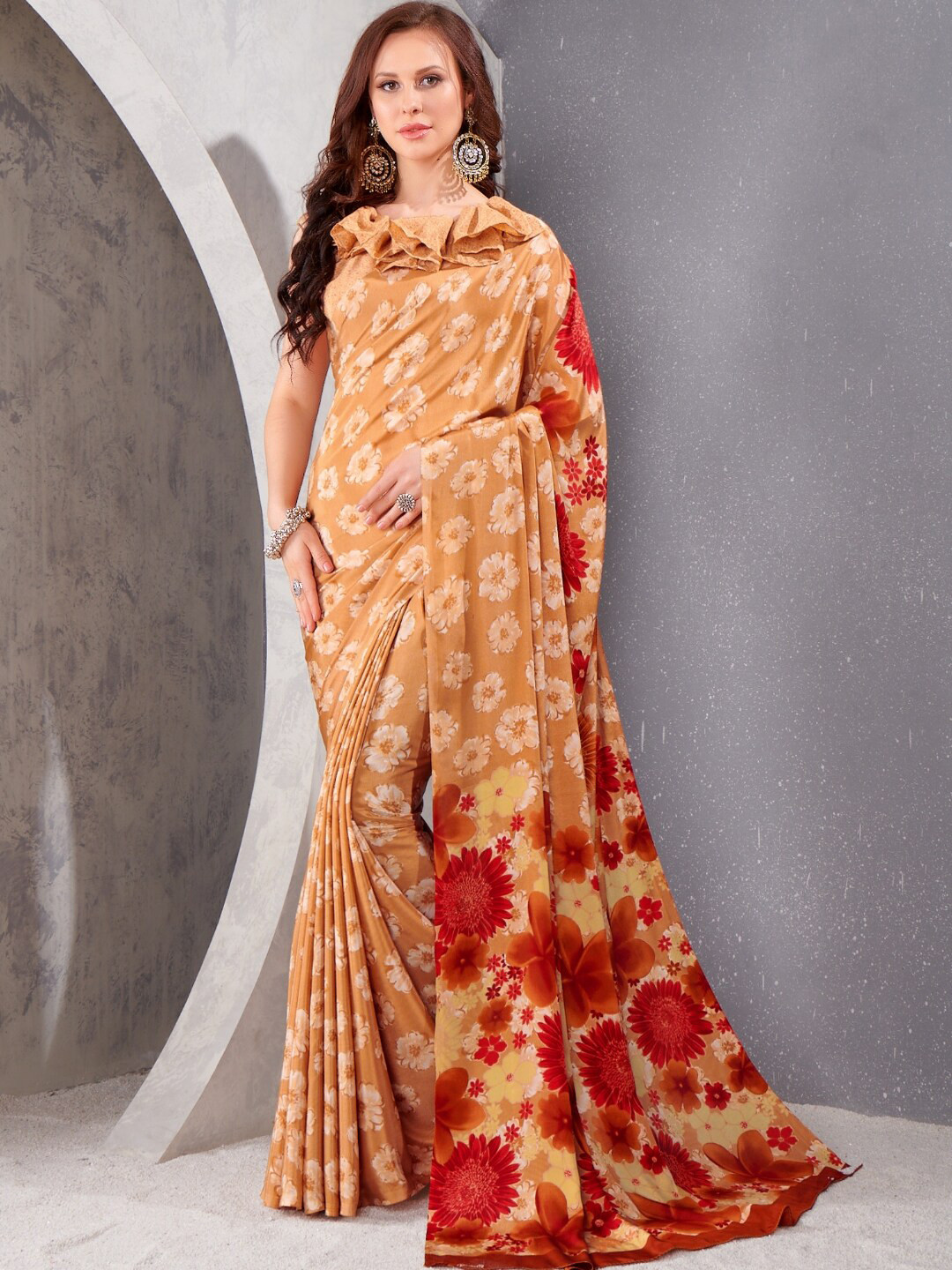 Kasak Floral Printed Pure Crepe Saree