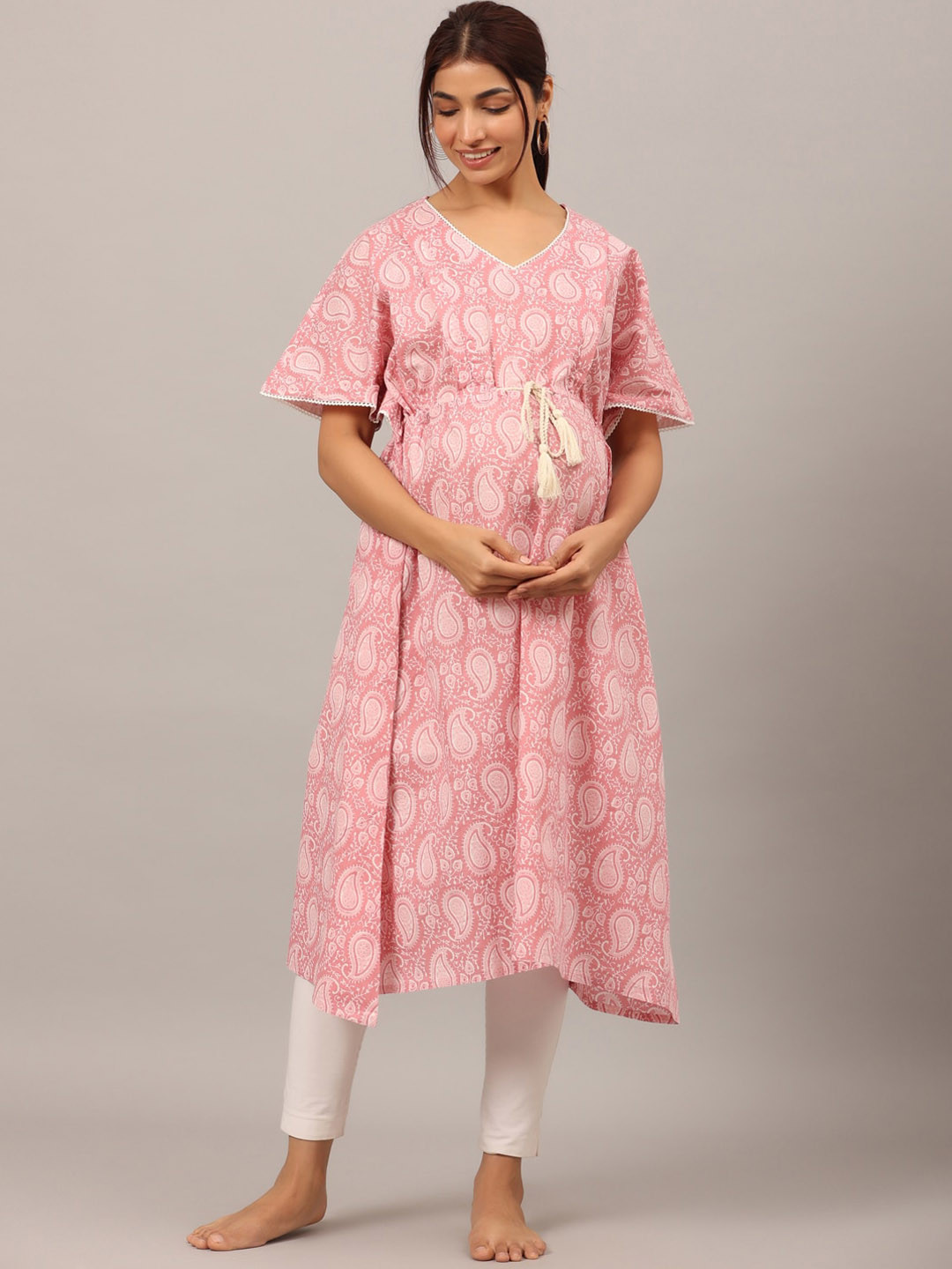 Ikk Kudi by Seerat Printed Maternity Flared Sleeves Anarkali Pure Cotton Kurta