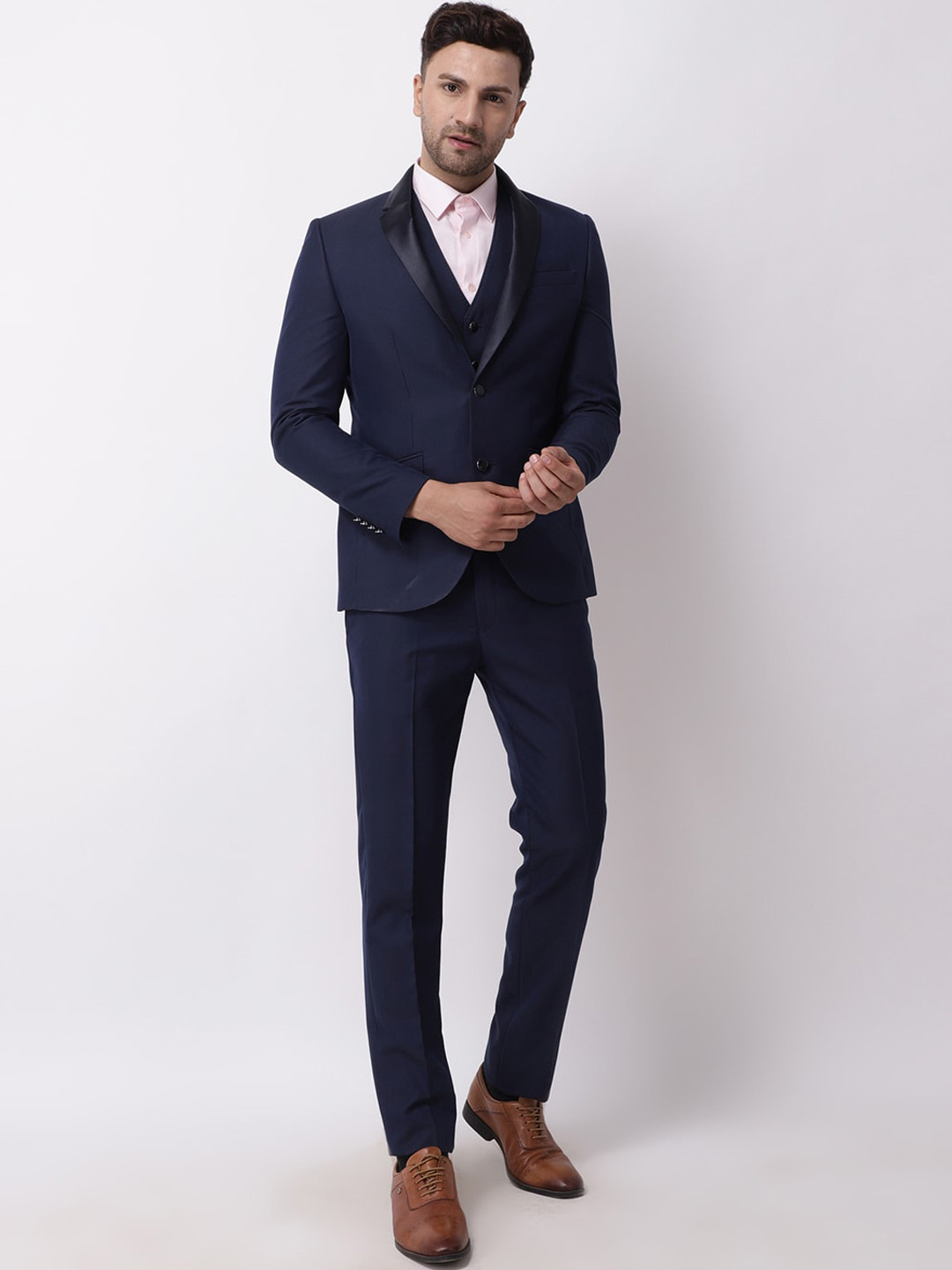 Blackberrys Men Tuxedo Structured Fit Single-Breasted Three-Piece Formal Suit