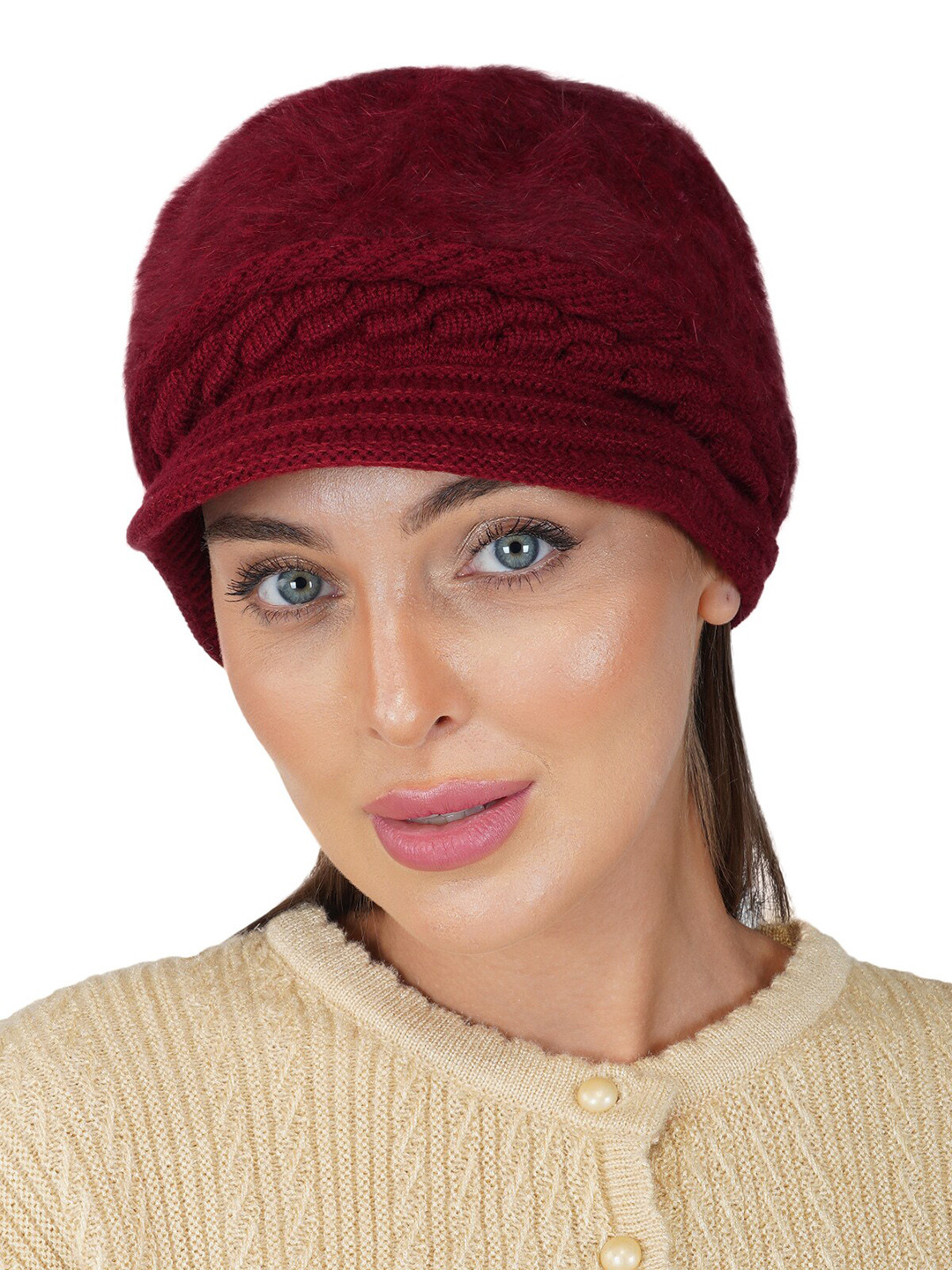 iSWEVEN Women Woolen Winter Visor Caps