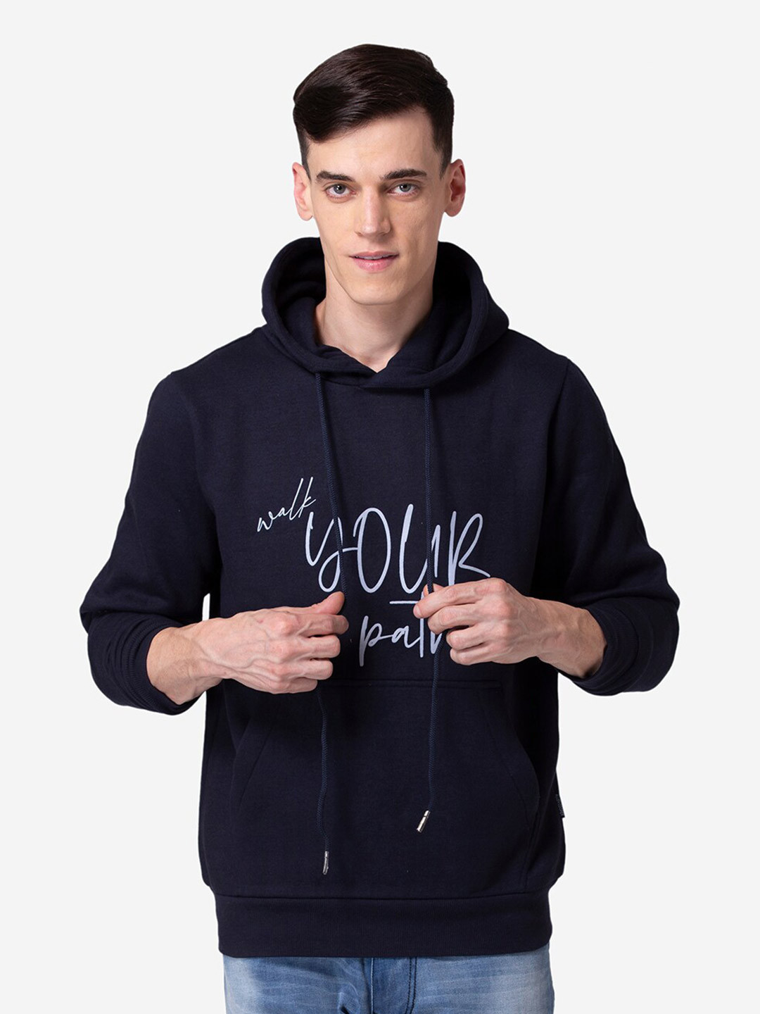 Allen Cooper Printed Cotton Hooded Sweatshirt