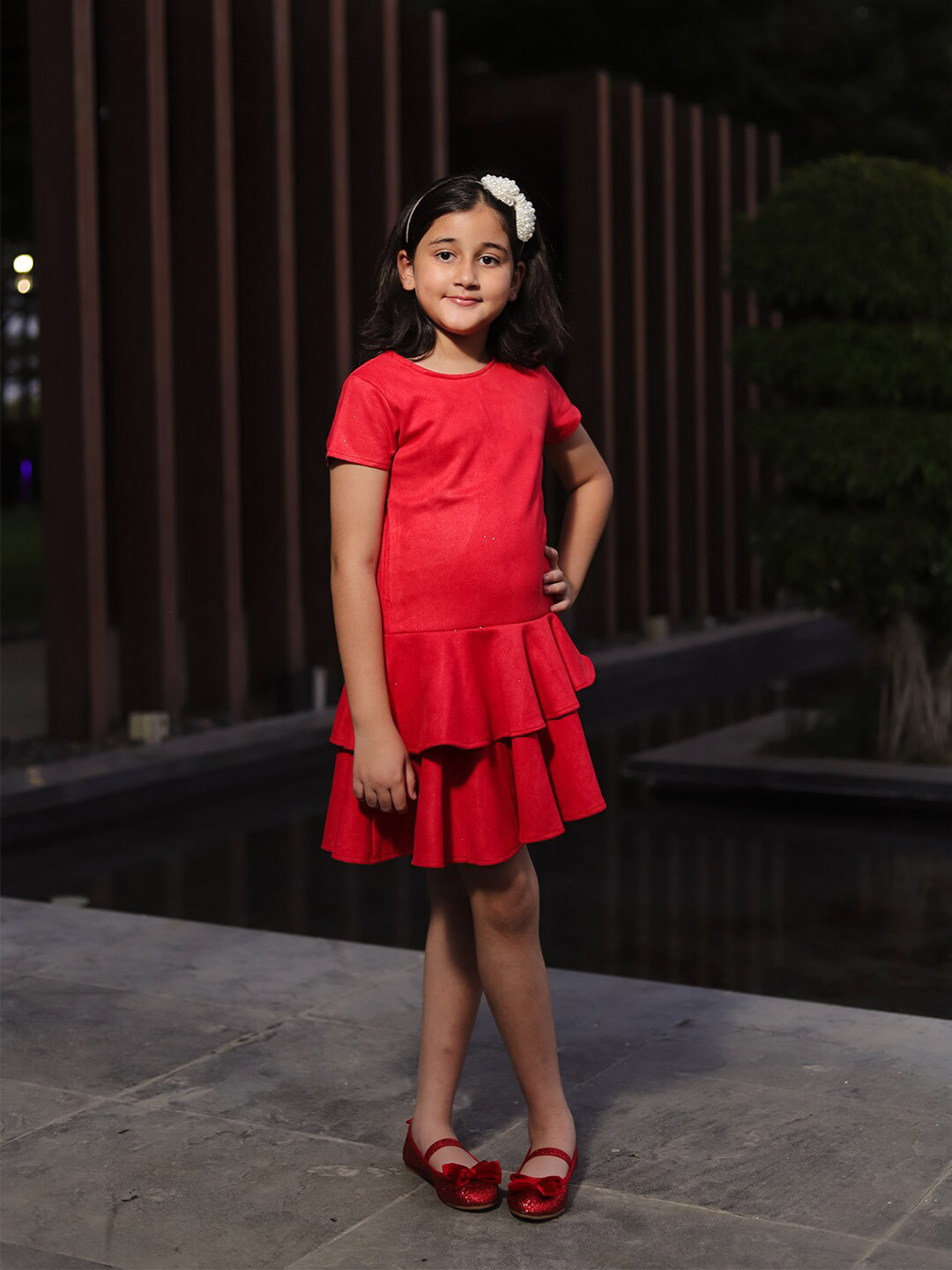 PICCOLO Girls Piccolo- Suede Layered Dress