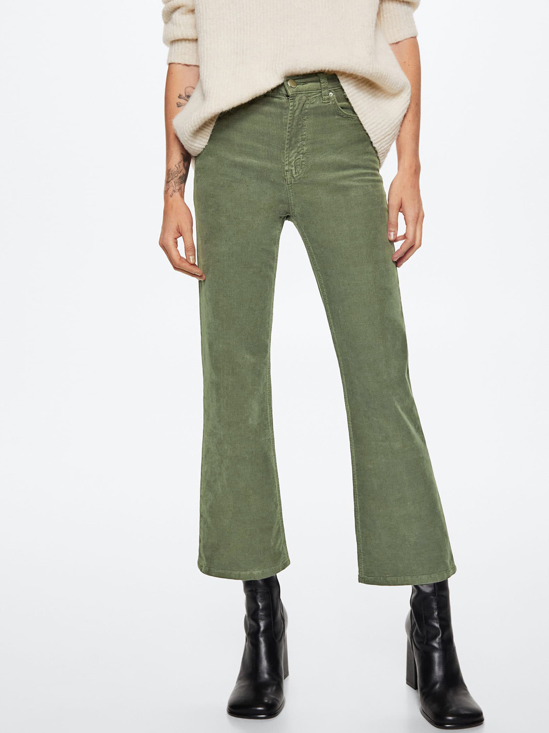 MANGO Women Sustainable Flared High-Rise Stretchable Jeans