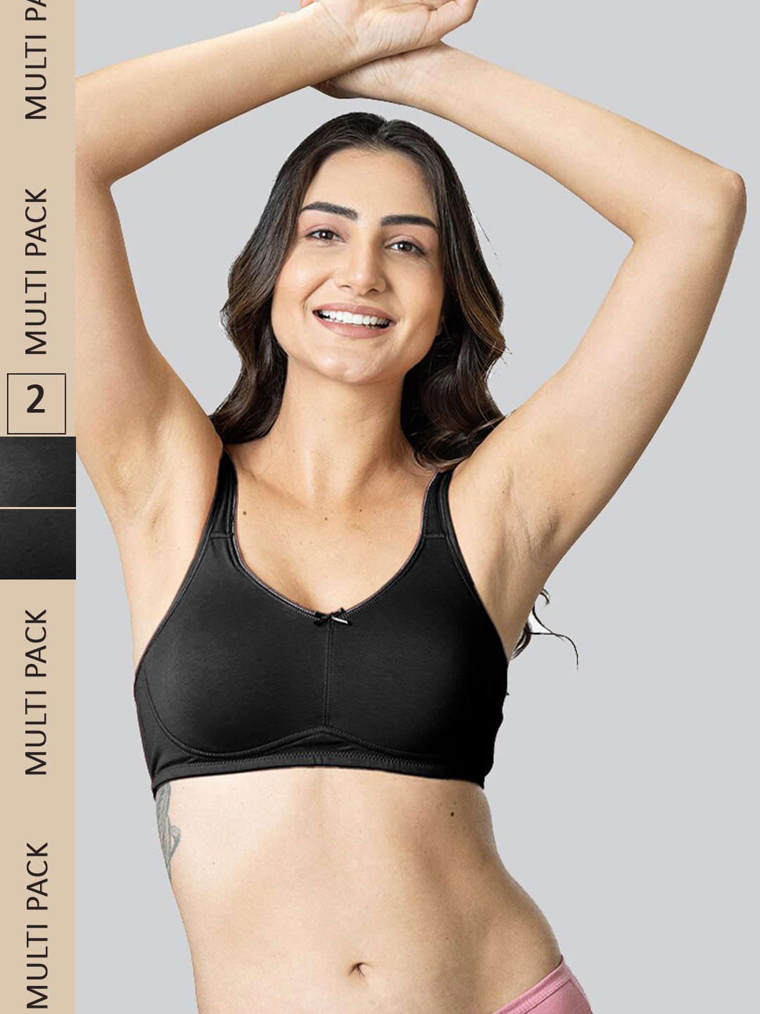 LYRA Pack Of 2 Cotton Spandax Full Coverage Secret Support Bra