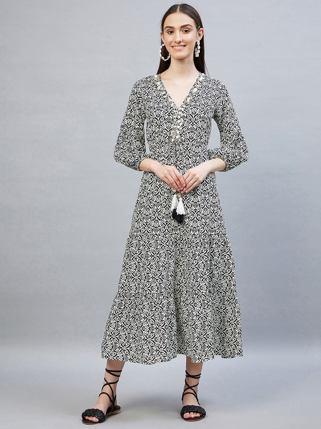 DELAN Ethnic Motifs Cotton Dress