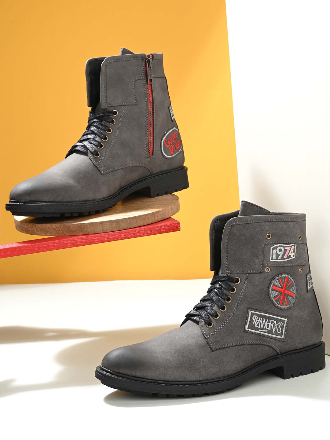 Eego Italy Men Mid-Top Embroidered Regular Boots