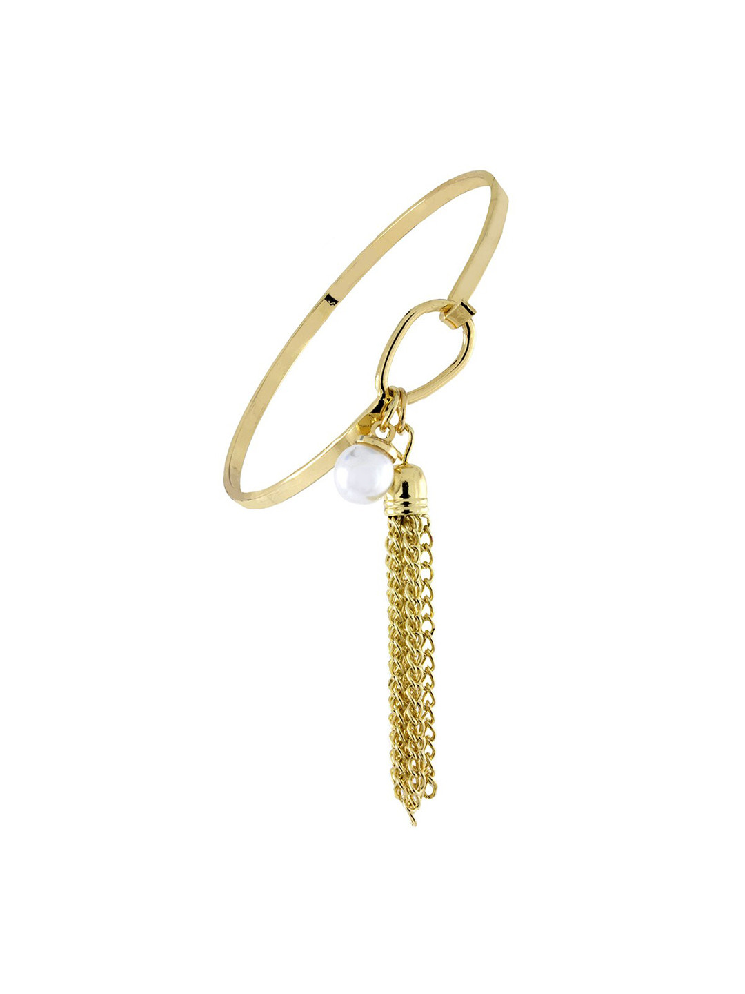 ZIVOM Women Brass Pearls Gold-Plated Kada Cuff Bracelet