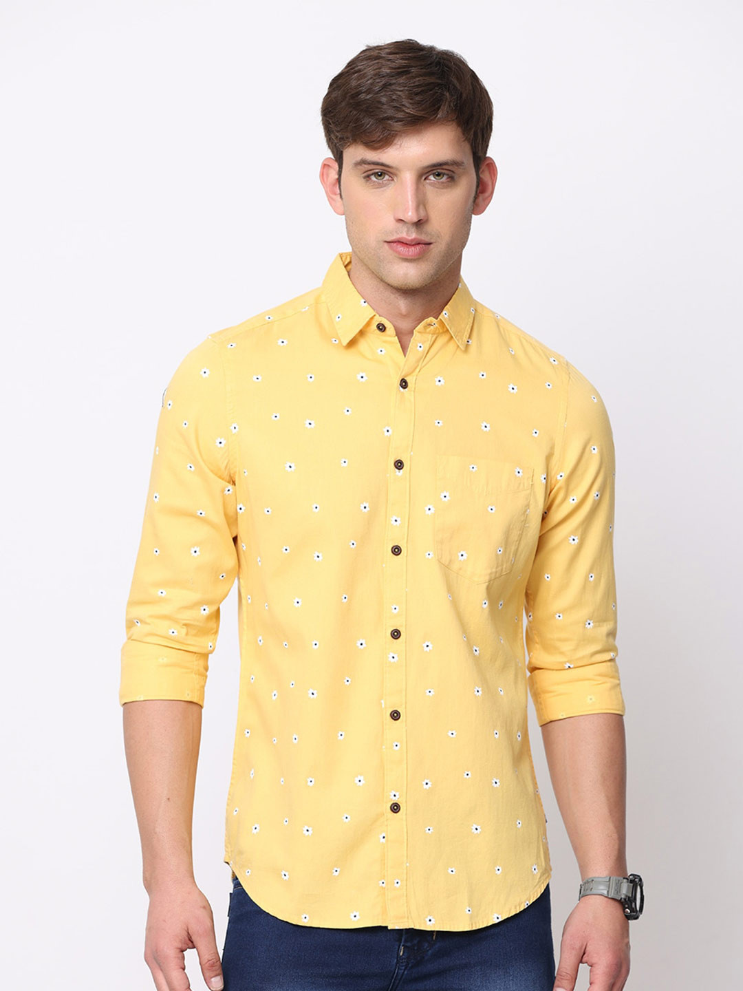 NIRVAAN Men Slim Fit Floral Printed Cotton Casual Shirt