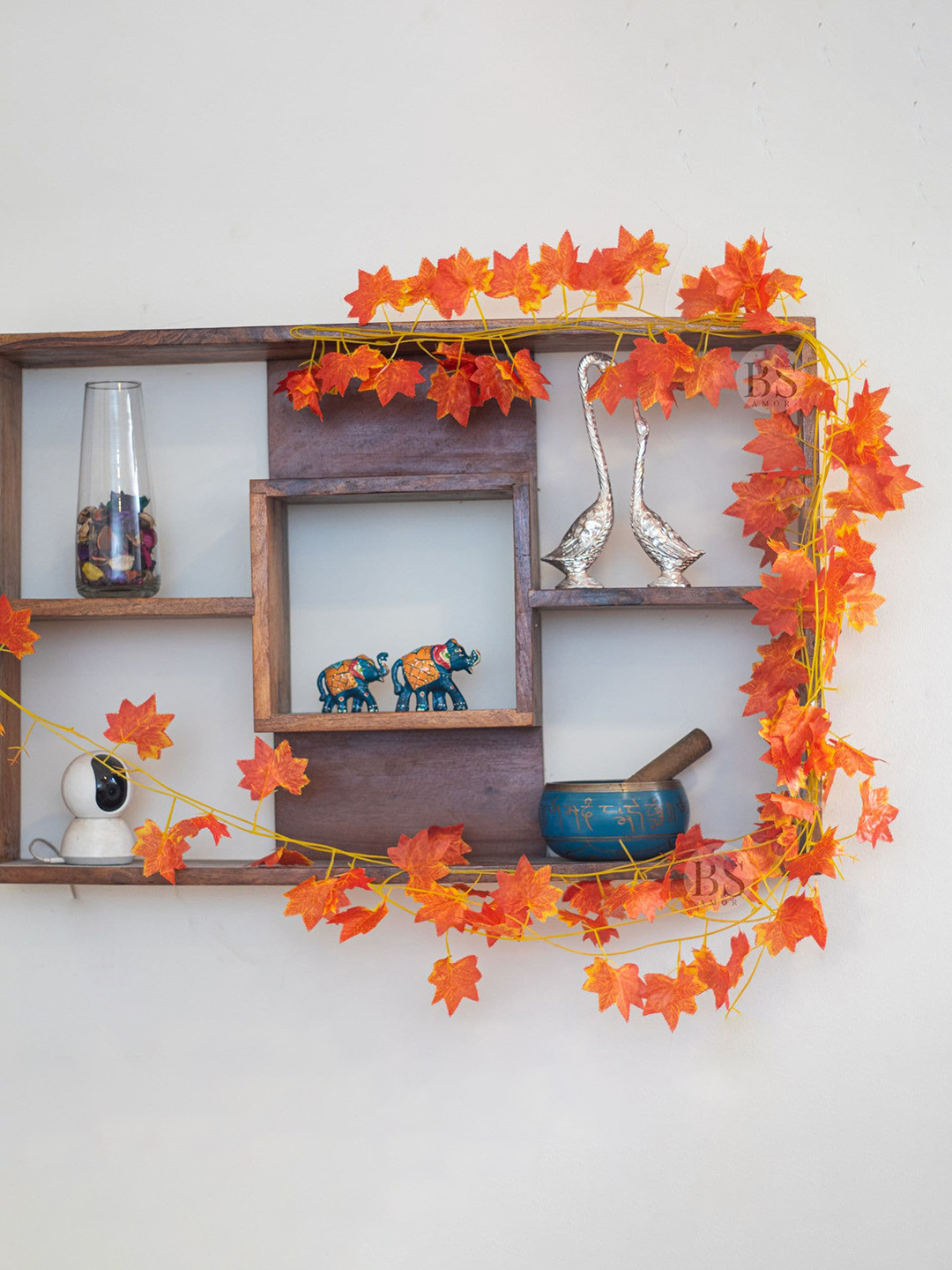 BS AMOR Orange Set of 12 Artificial Maple Plant Creeper Bail