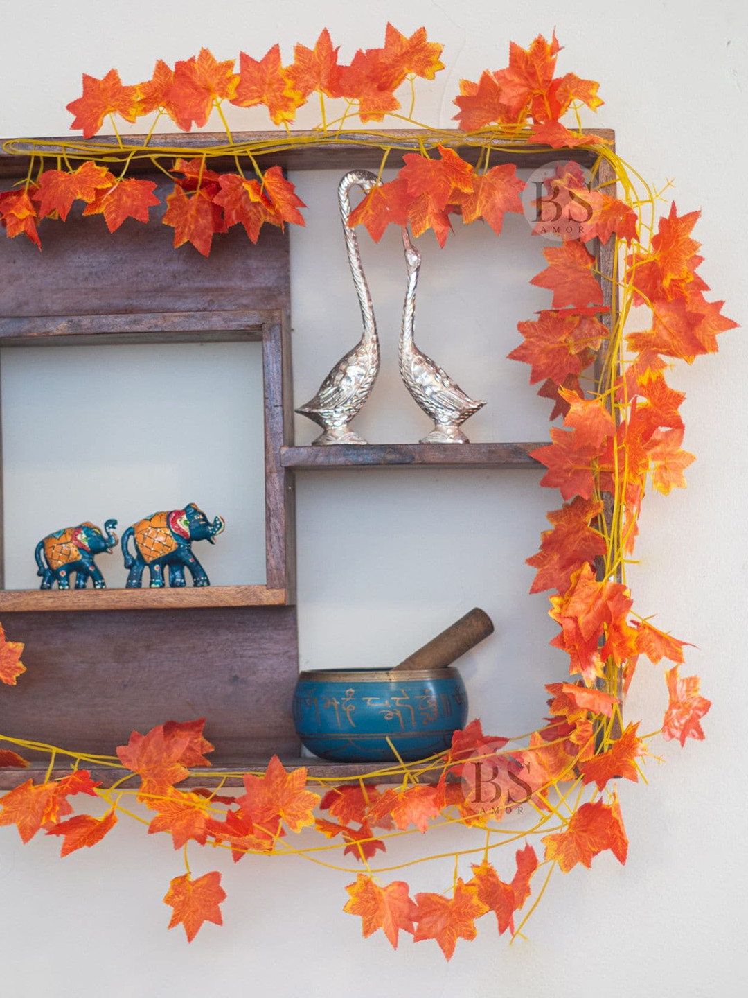 BS AMOR Orange Set Of 5 Artificial Maple Plant Creeper Bail