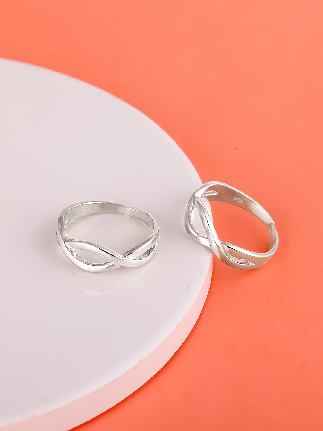 GIVA 925 Set Of 2 Sterling Silver Rhodium-Plated Braided Toe Rings