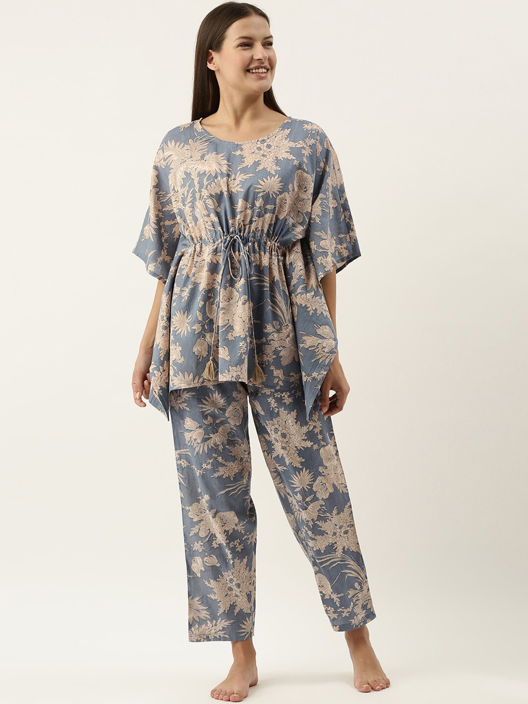 RangDeep Printed Pure Cotton Kaftan Night suit