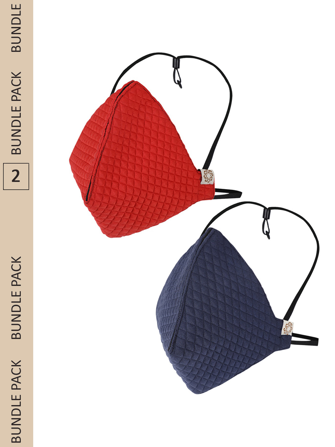 VASTRAMAY Pack Of 2 Quilted Adjustable Face Masks