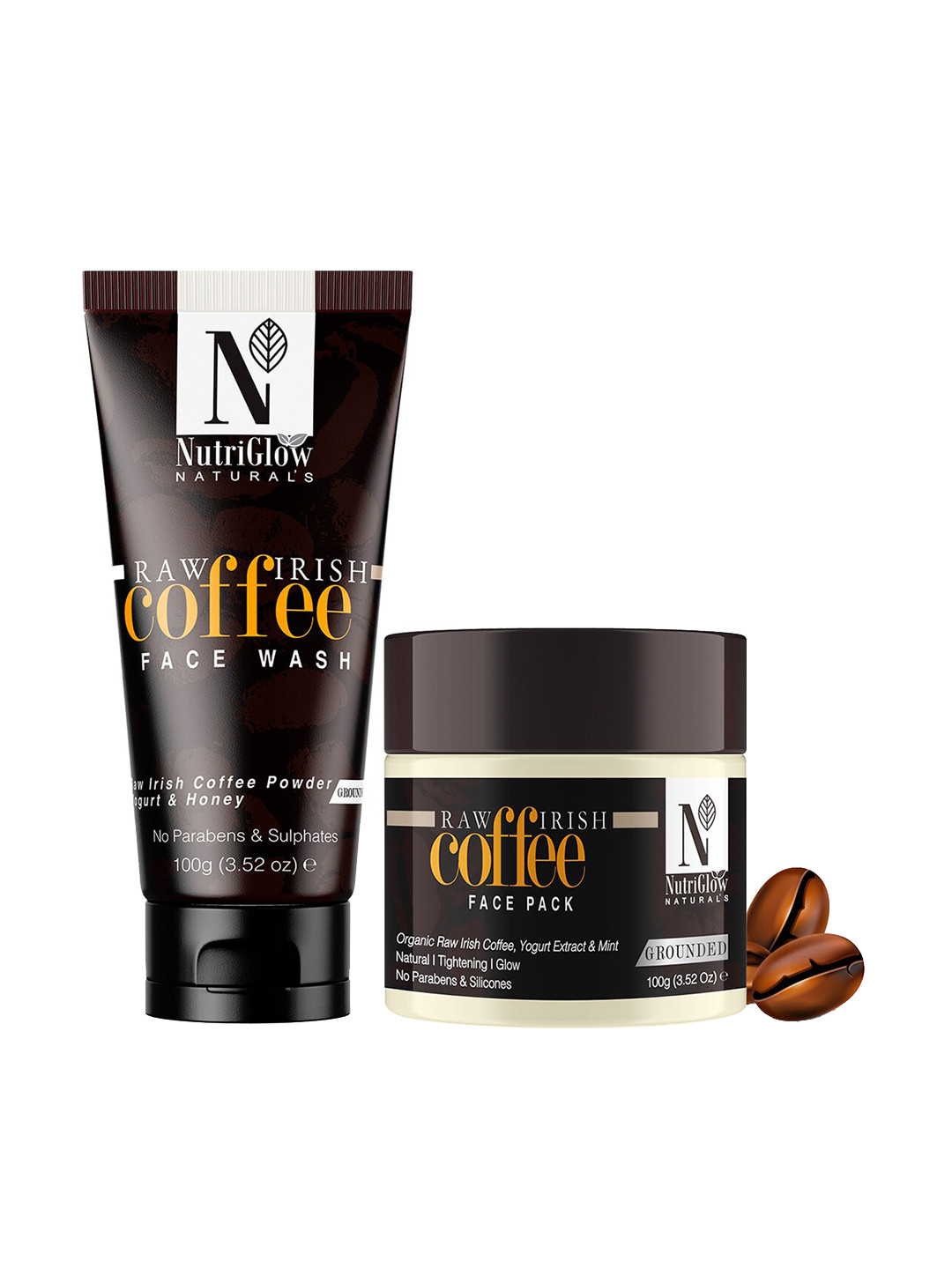 NutriGlow Naturals Raw Irish Coffee Face Pack & Coffee Face Wash - 100gm Each