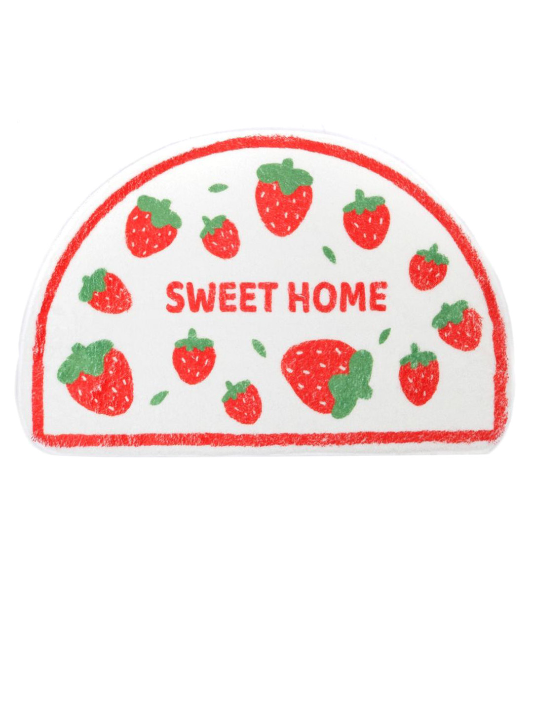 Yellow Bee White & Red Printed Semi-Circle Anti-Skid Door Mat