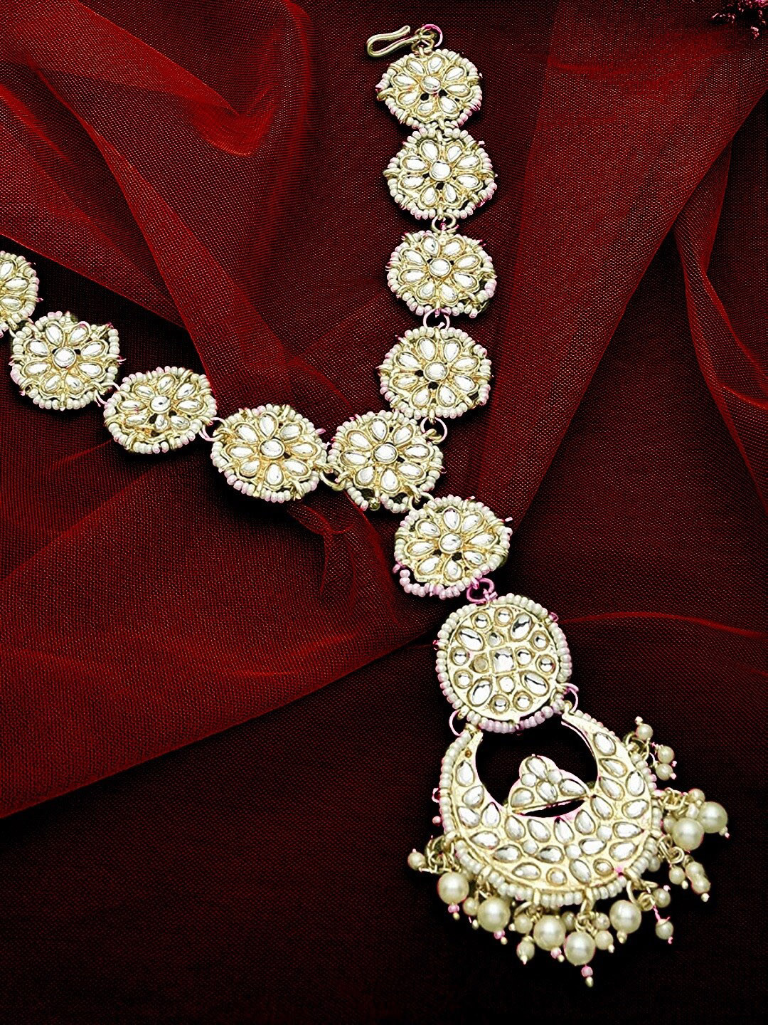 OOMPH Kundan Studded & Pearl Beaded Head Jewellery