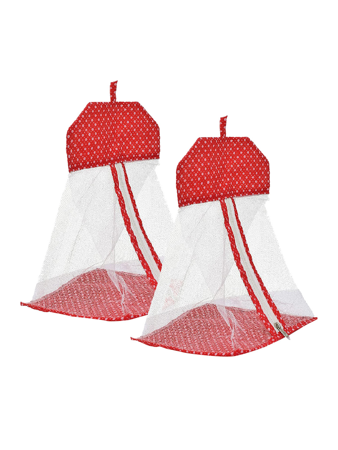 Kuber Industries Orange Set Of 2 Printed Cotton Hanging Organizer With Closure Zipper