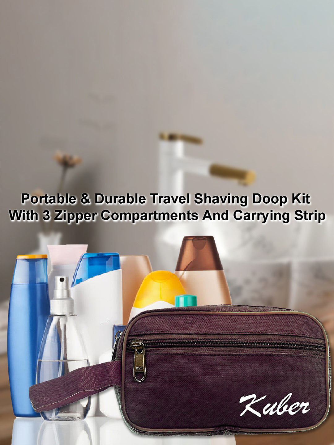 Kuber Industries Brown Canvas Toiletry Organizer