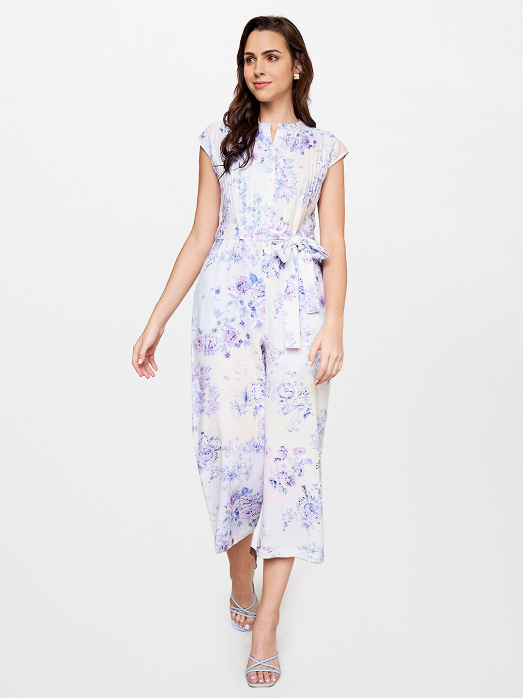 AND Linen Printed Basic Jumpsuit with Ruffles
