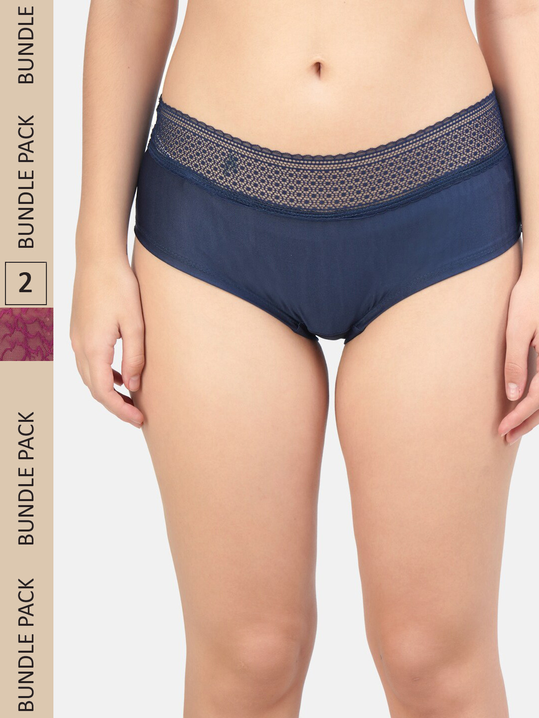 Hill Islands Pack Of 2 Self-Design Bikini Briefs puple-blue-1