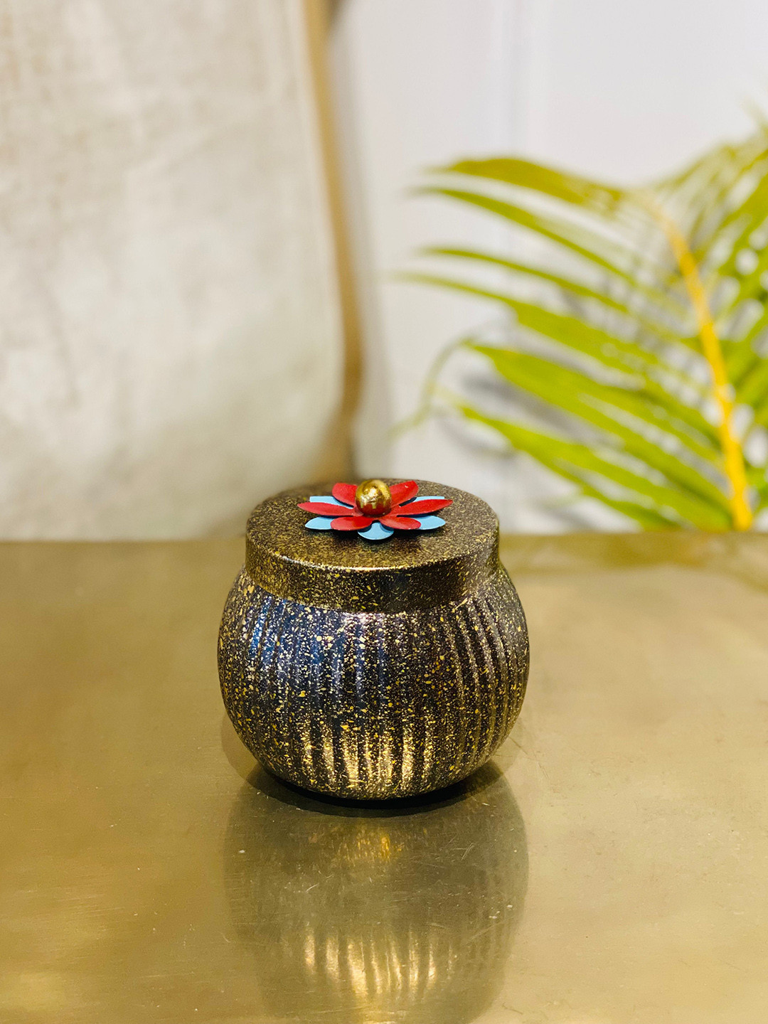 Folkstorys Monsoon Lilly Black Metal Metallic Living Room Small Showpiece - 1.2 Inches