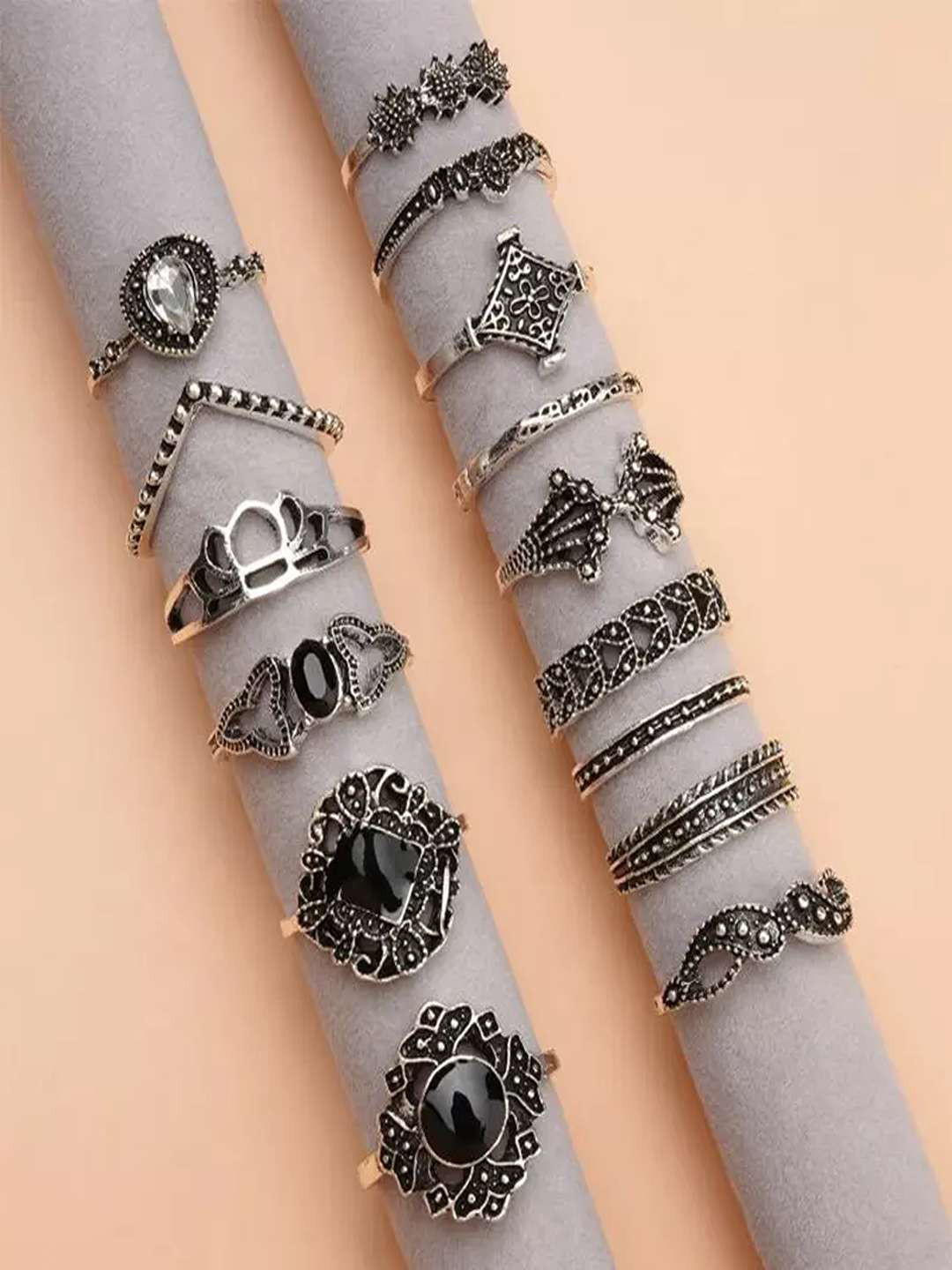 Pinapes Set Of 15 Silver-Plated Finger Rings