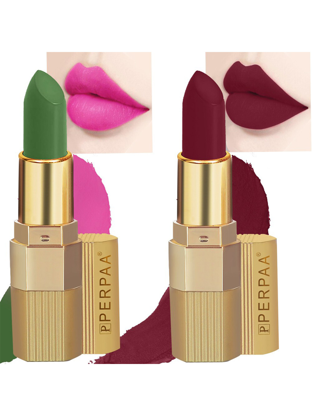 PERPAA Set of 2 Xpression Weightless Matte Long-Lasting Waterproof Lipsticks 3.5 g Each - Bold Maroon 307 - Natural Pink 305
