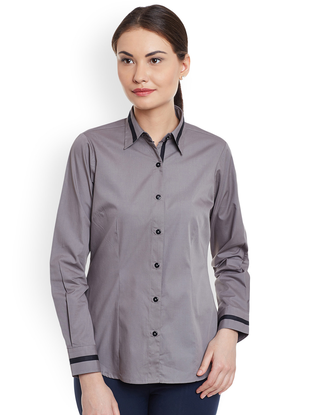 Buy Dazzio Women Grey Smart Slim Fit 