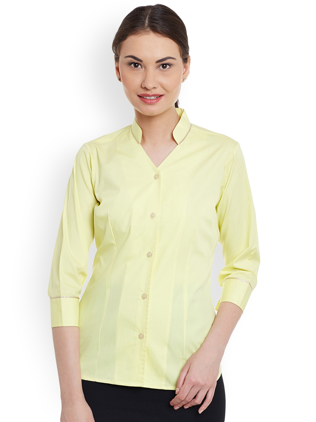 Yellow formal shirt women's top