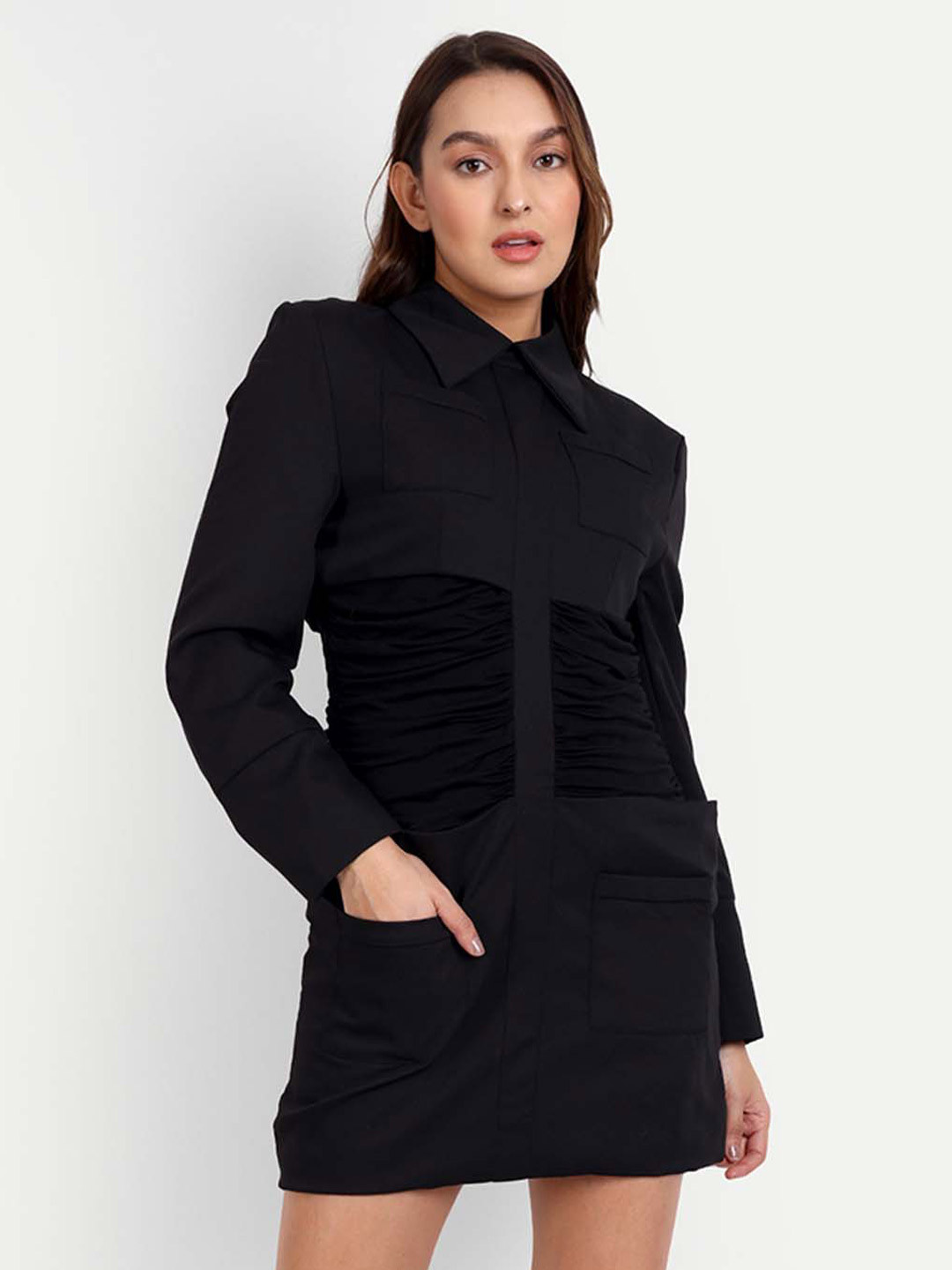 iki chic Brown Shirt Mini Dress