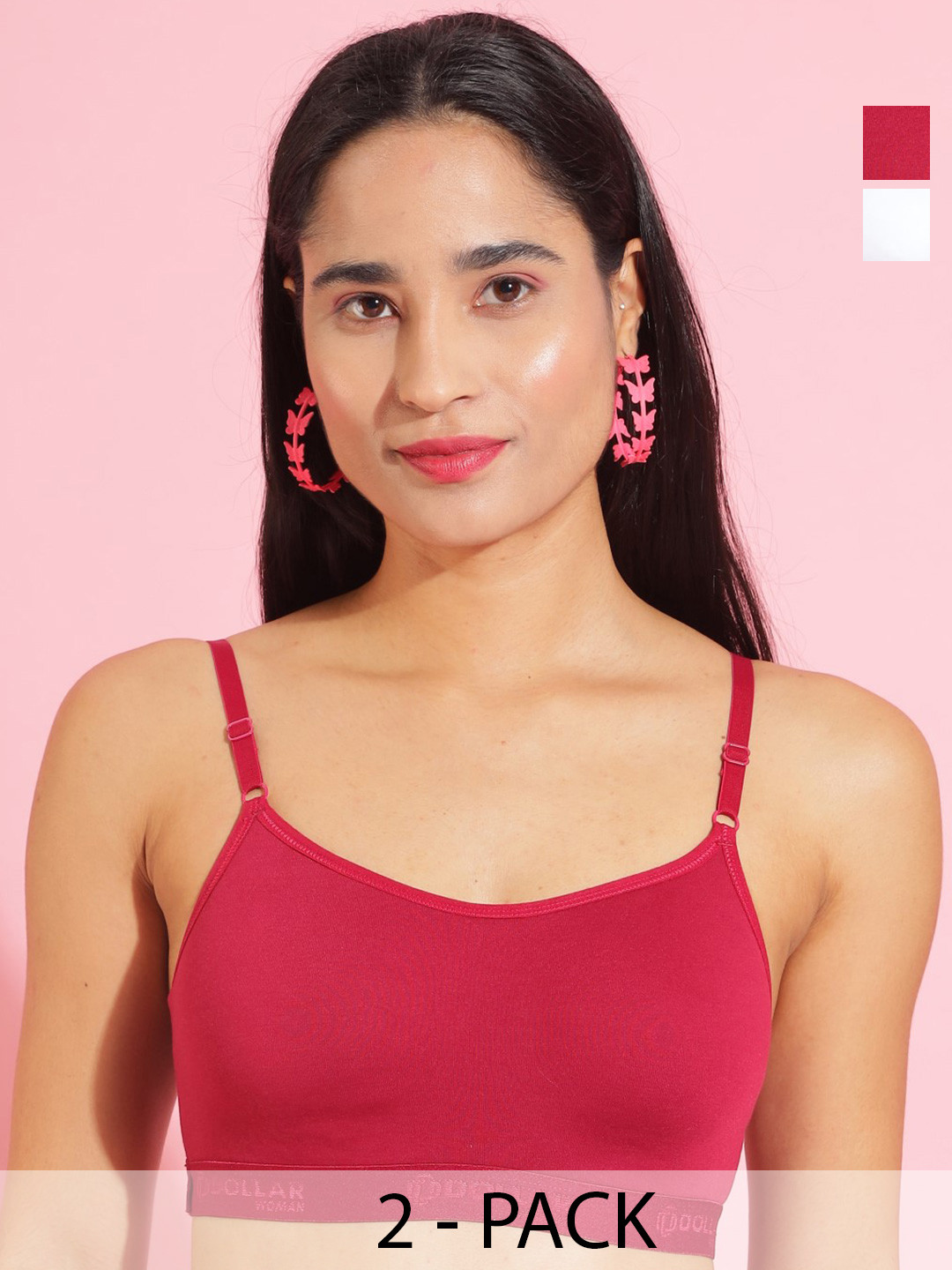 Dollar Missy Pack of 2 Cotton Wire-Free Beginners BraDBG-4001-R3-WHT-CER-PO2