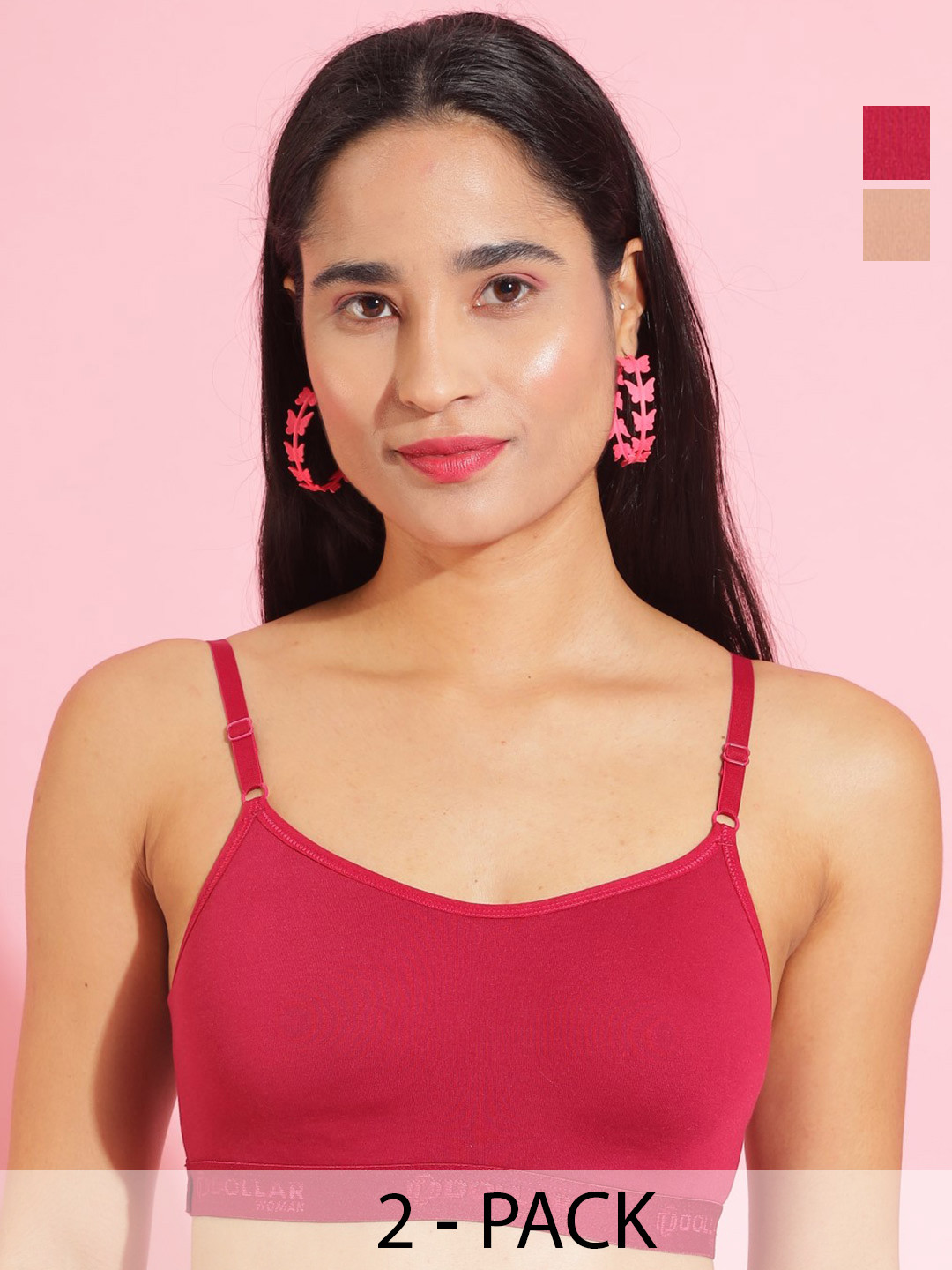 Dollar Missy Pack of 2 Non-Padded Seamless Anti Microbial Bra DBG-4001-R3-SKN-CER-PO2
