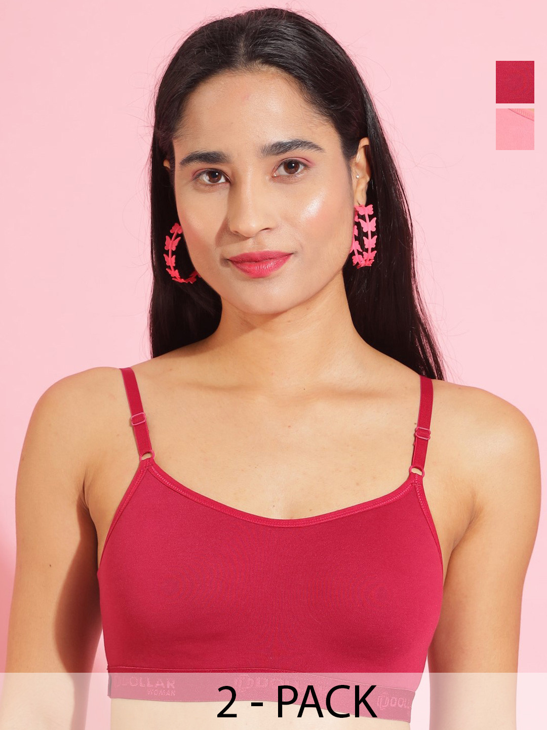 Dollar Missy Pack of 2 Non-Padded Seamless Anti Microbial Bra DBG-4001-R3-CER-SLR-PO2