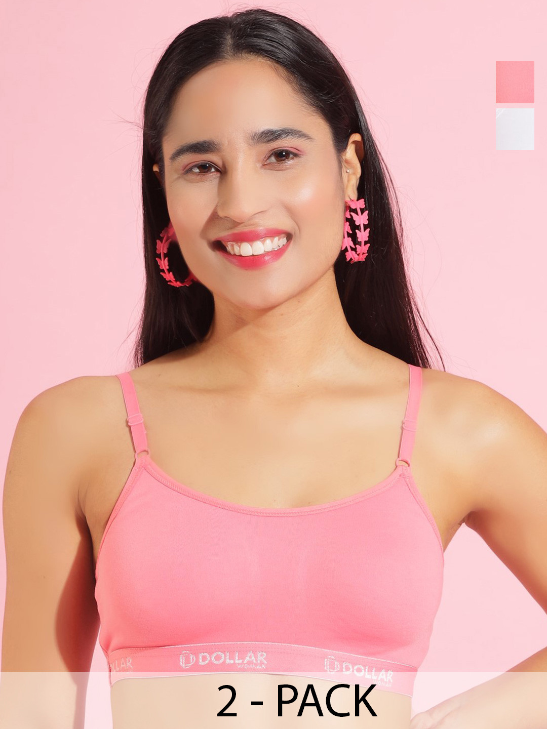 Dollar Missy Pack of 2 Non-Padded Seamless Anti Microbial Bra DBG-4001-R3-WHT-SLR-PO2