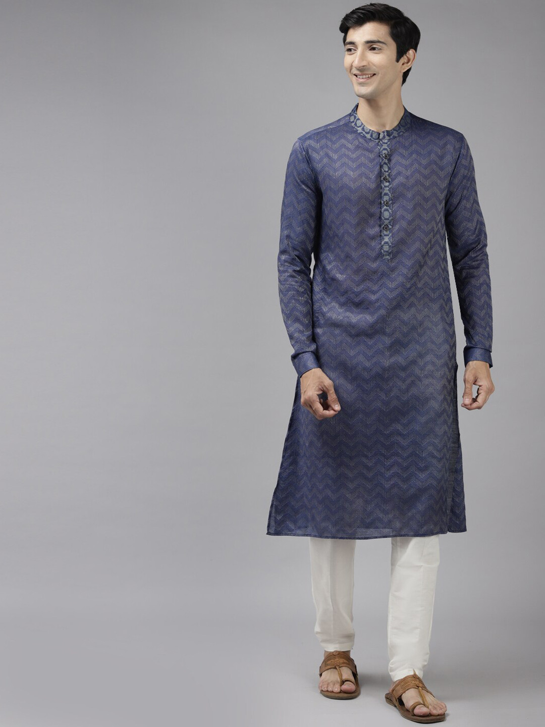 See Designs Men Mandarin Collar Kurta With Trousers