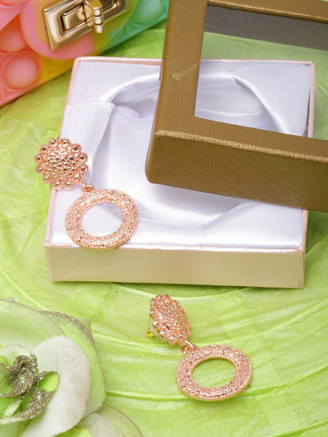 DIVA WALK Rose Gold Plated Contemporary Drop Earrings