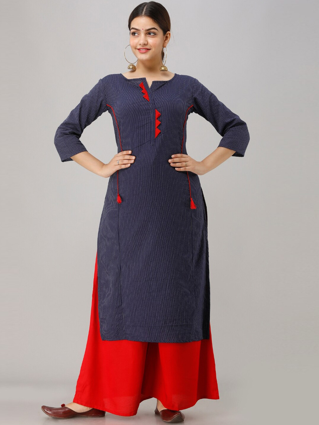 VEDANA Striped Pure Cotton Kurta