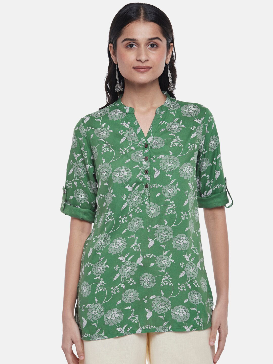 AKKRITI BY PANTALOONS Viscose Rayon Printed Tunic