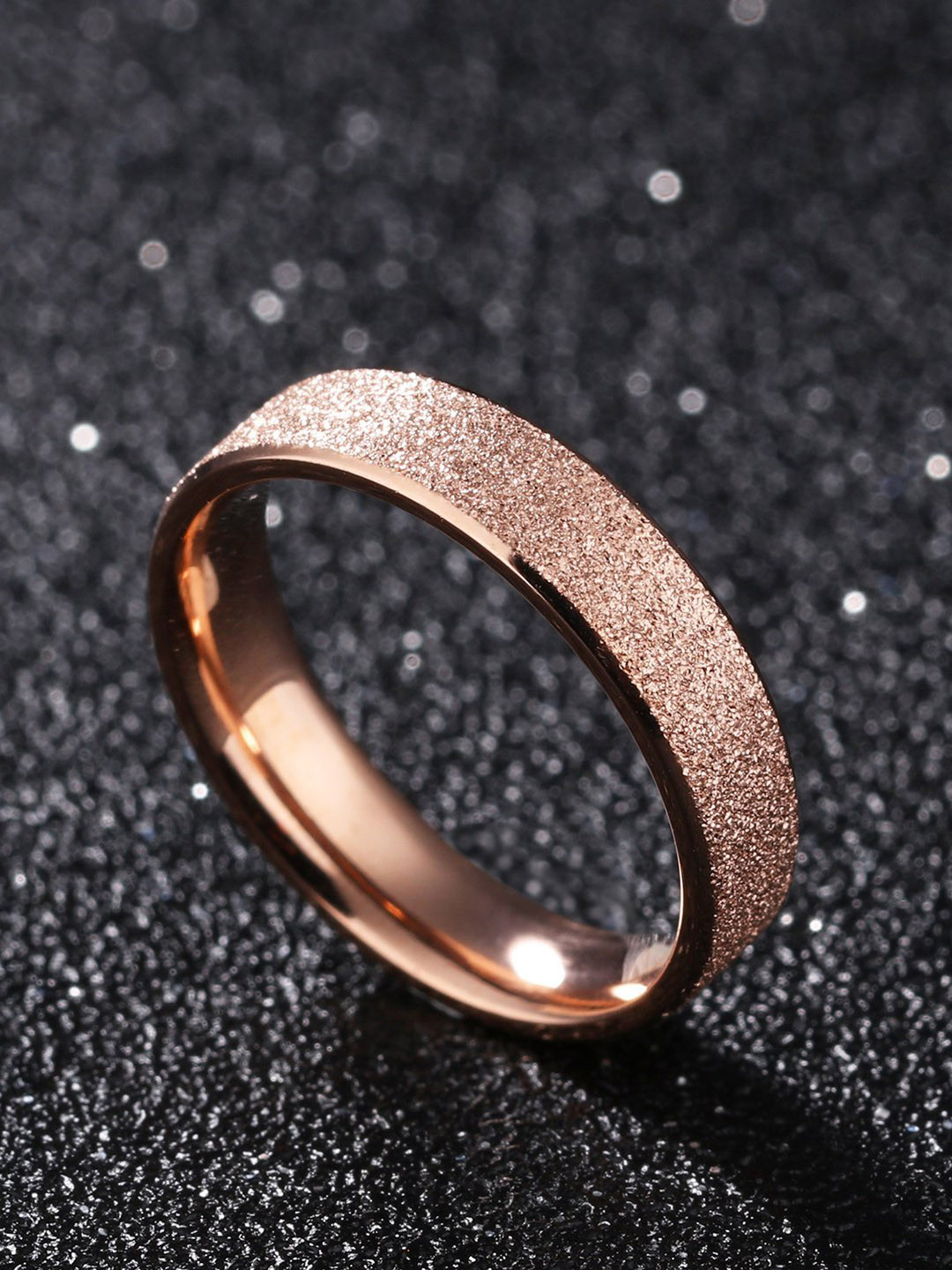 Yellow Chimes Rose Gold Plated Stardust Detailed Stainless Steel Finger Ring