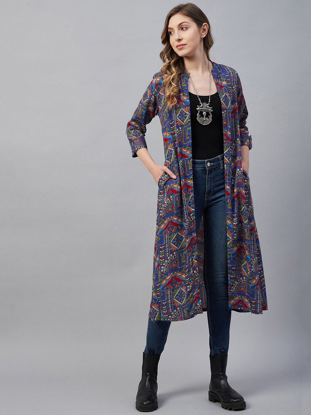 Azira Women Printed Longline Shrug