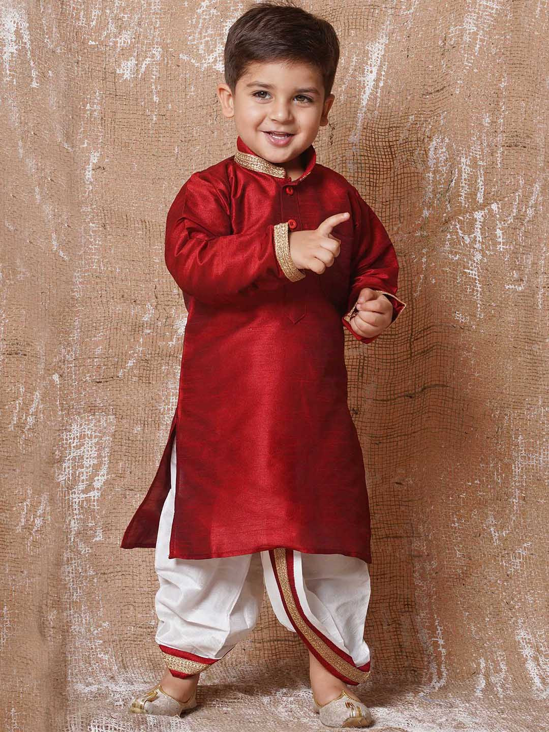Aj DEZInES Boys Solid Kurta with Dhoti Pants